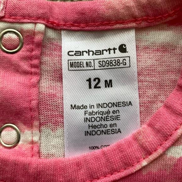 Carhartt Pink Sleeveless Snap Tee Shirt. Size 12 Months. Like New. - Picture 5 of 6